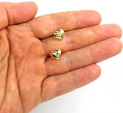 14k gold solid 3d 10mm heart earrings