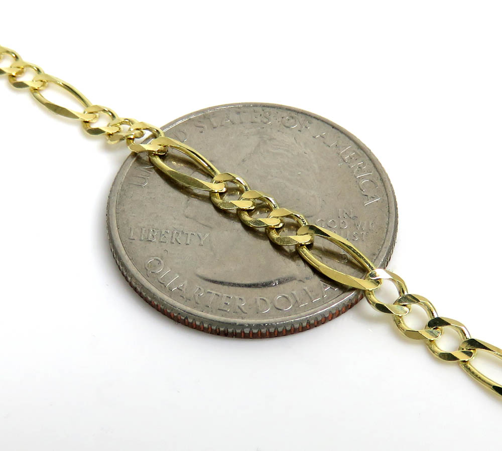 14k yellow gold solid figaro link chain 18-24 inch 3.50mm - Image 2