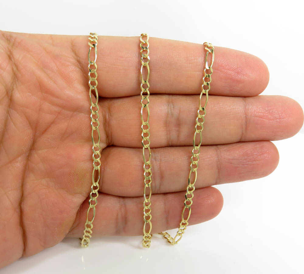 14k yellow gold solid figaro link chain 18-24 inch 3.50mm - Image 4