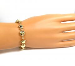 14k gold 10mm solid puff heart & star bracelet 7