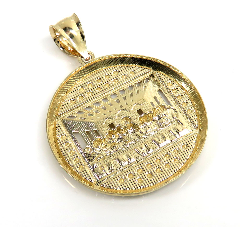 14k yellow gold small-large jesus apostles last supper pendant 