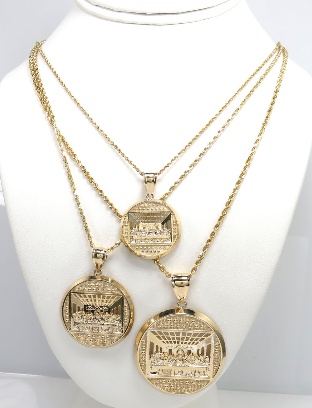 14k yellow gold small-large jesus apostles last supper pendant 