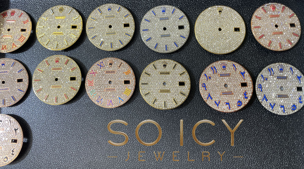 Custom made natural diamond 36mm 41mm rolex dial 2.00ct