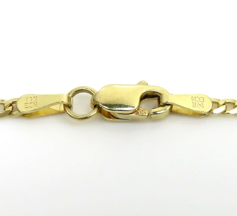 14k yellow gold solid cuban chain 16-24 inch 2mm