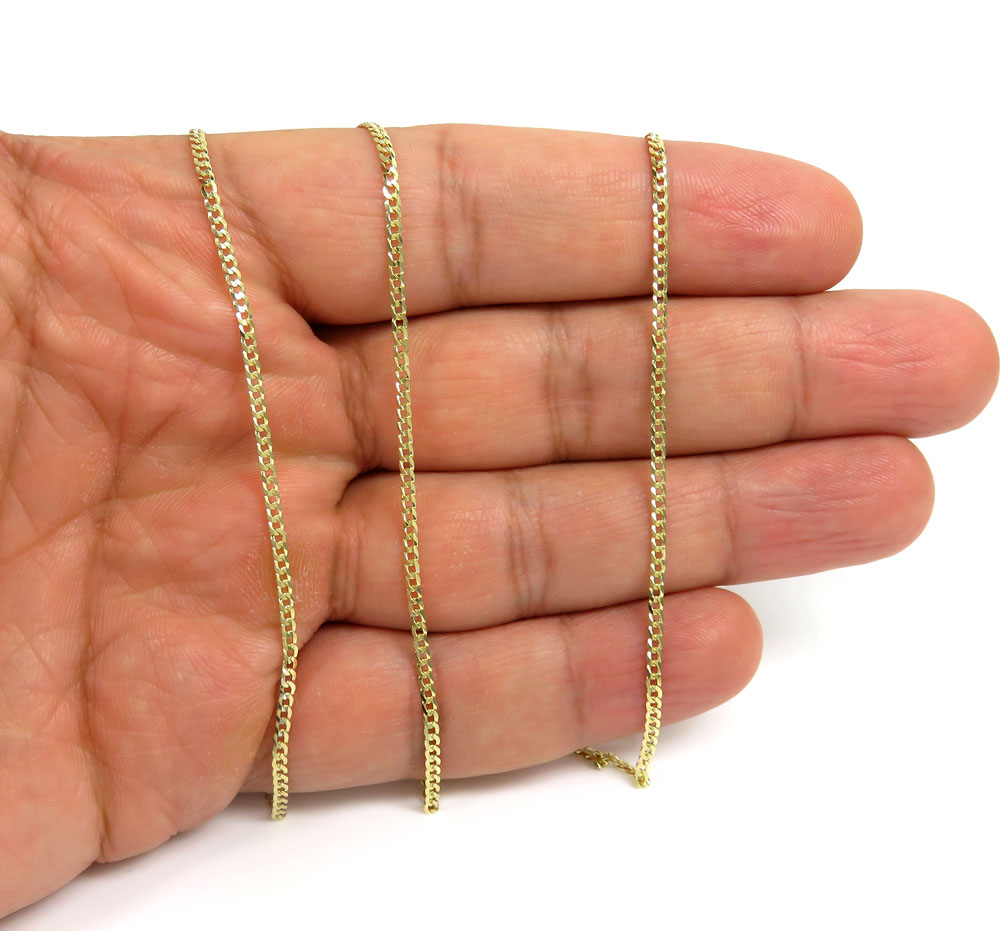 14k yellow gold solid cuban chain 16-24 inch 2mm