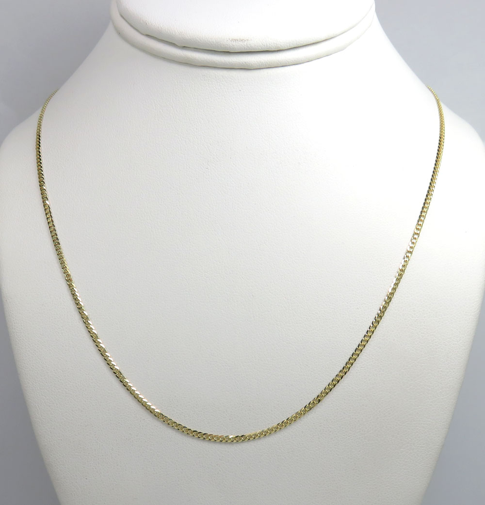 14k yellow gold solid cuban chain 16-24 inch 2mm