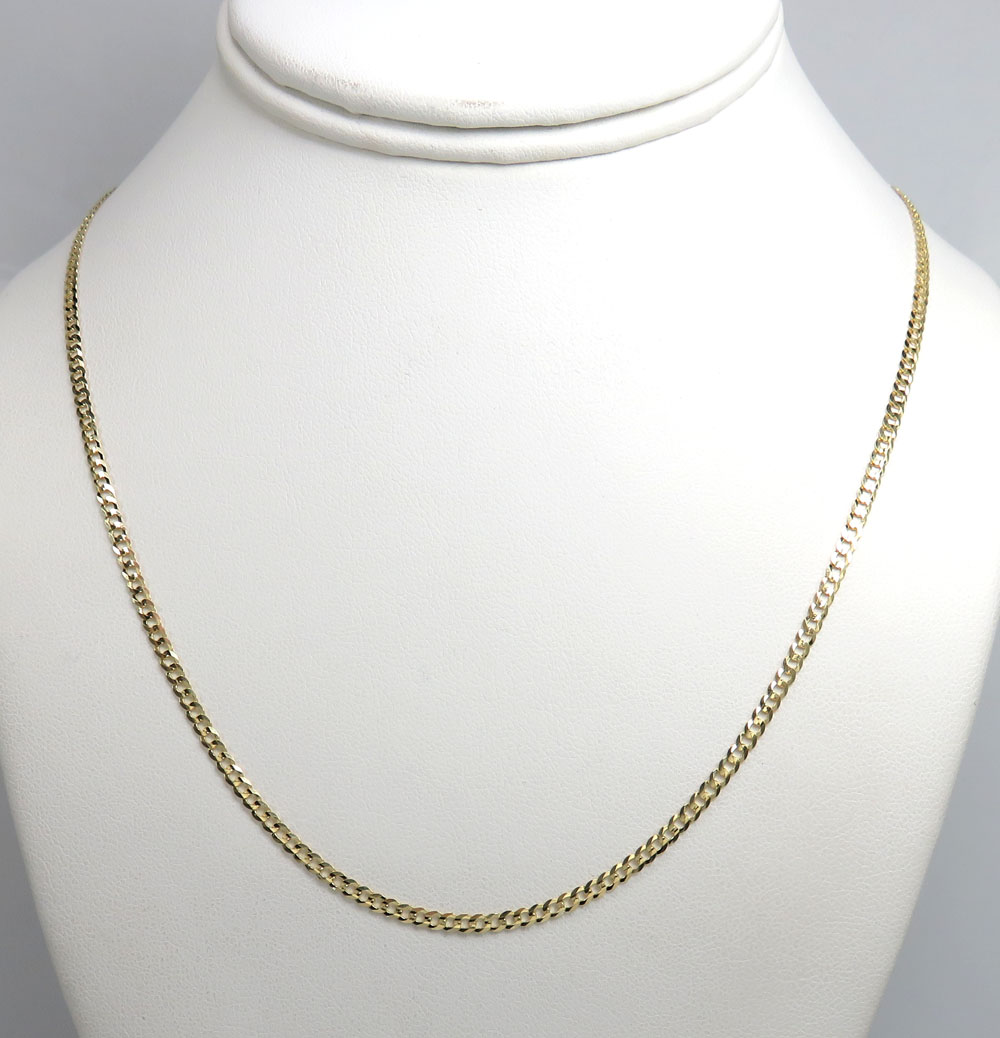 14k yellow gold solid cuban chain 16-24 inch 2.50mm
