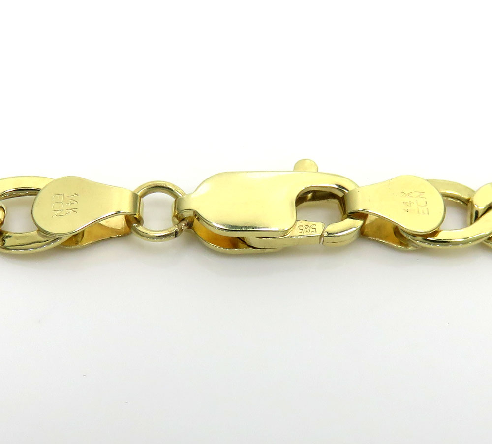 14k yellow gold hollow cuban link chain 18-24 inch 5mm