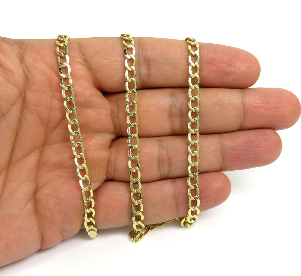 14k yellow gold hollow cuban link chain 18-24 inch 5mm
