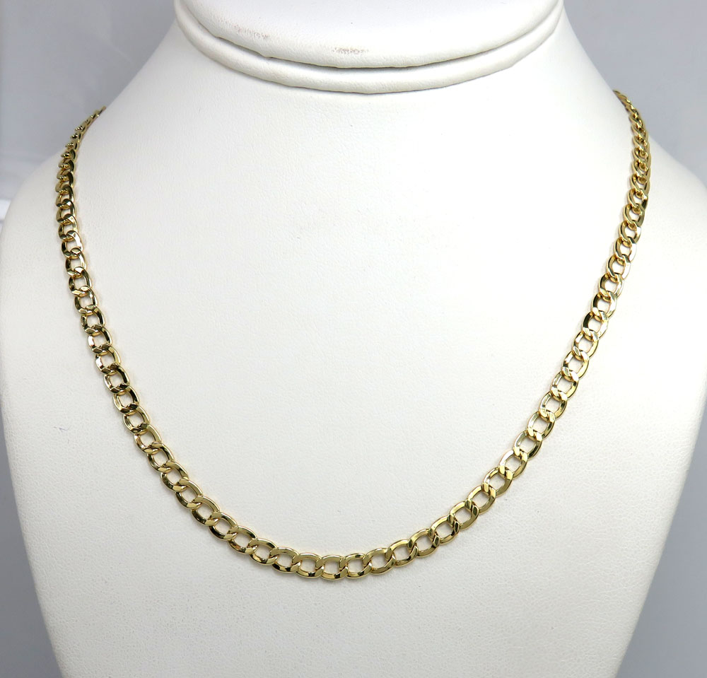 14k yellow gold hollow cuban link chain 18-24 inch 5mm