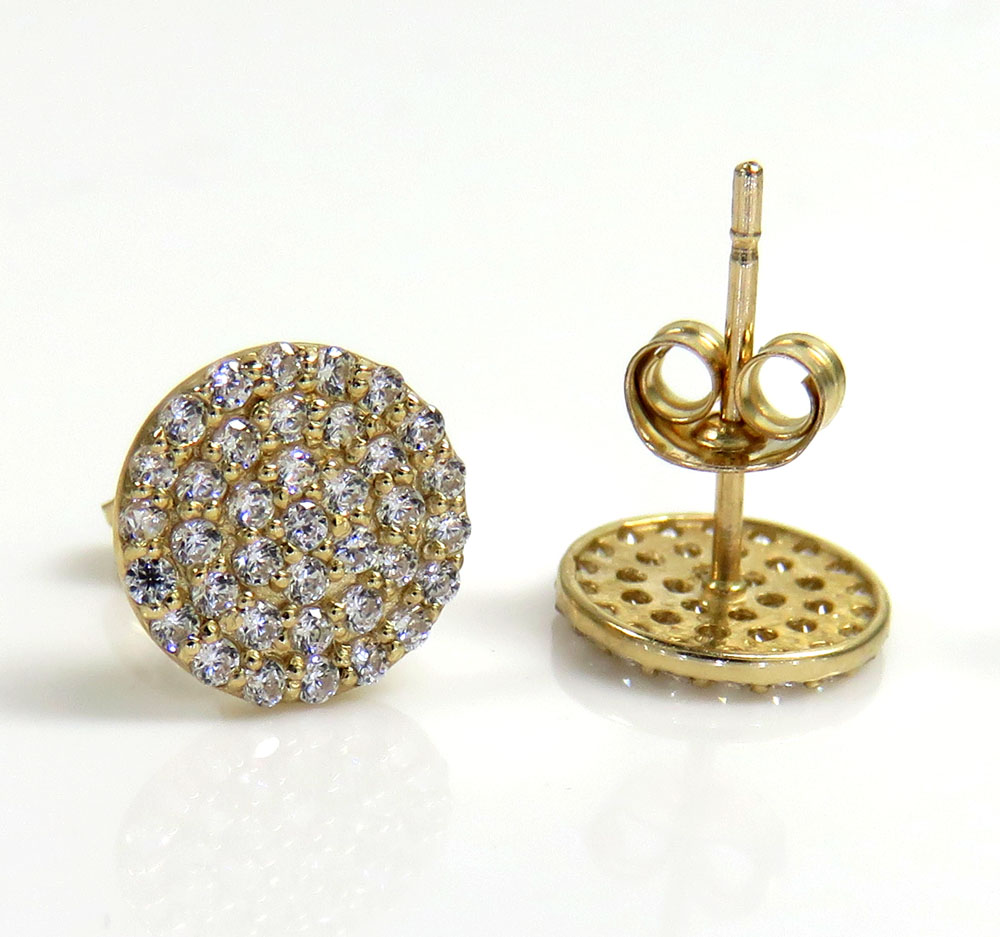 14k yellow gold cz snow cap 7.50mm earrings 0.60ct - Image 2