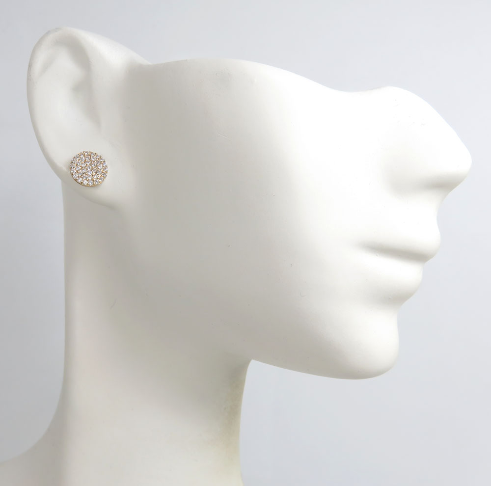 14k yellow gold cz snow cap 7.50mm earrings 0.60ct - Image 4
