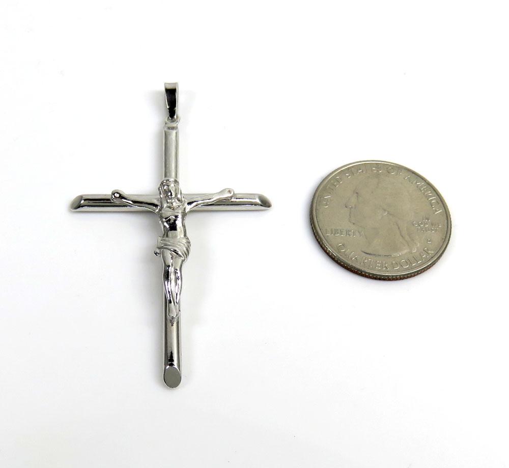 925 silver large hanging jesus tube cross 
