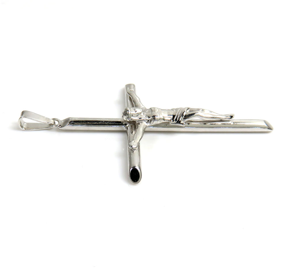925 silver large hanging jesus tube cross 