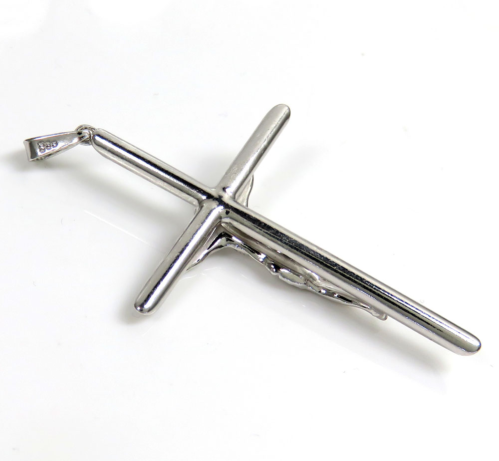 925 silver large hanging jesus tube cross 