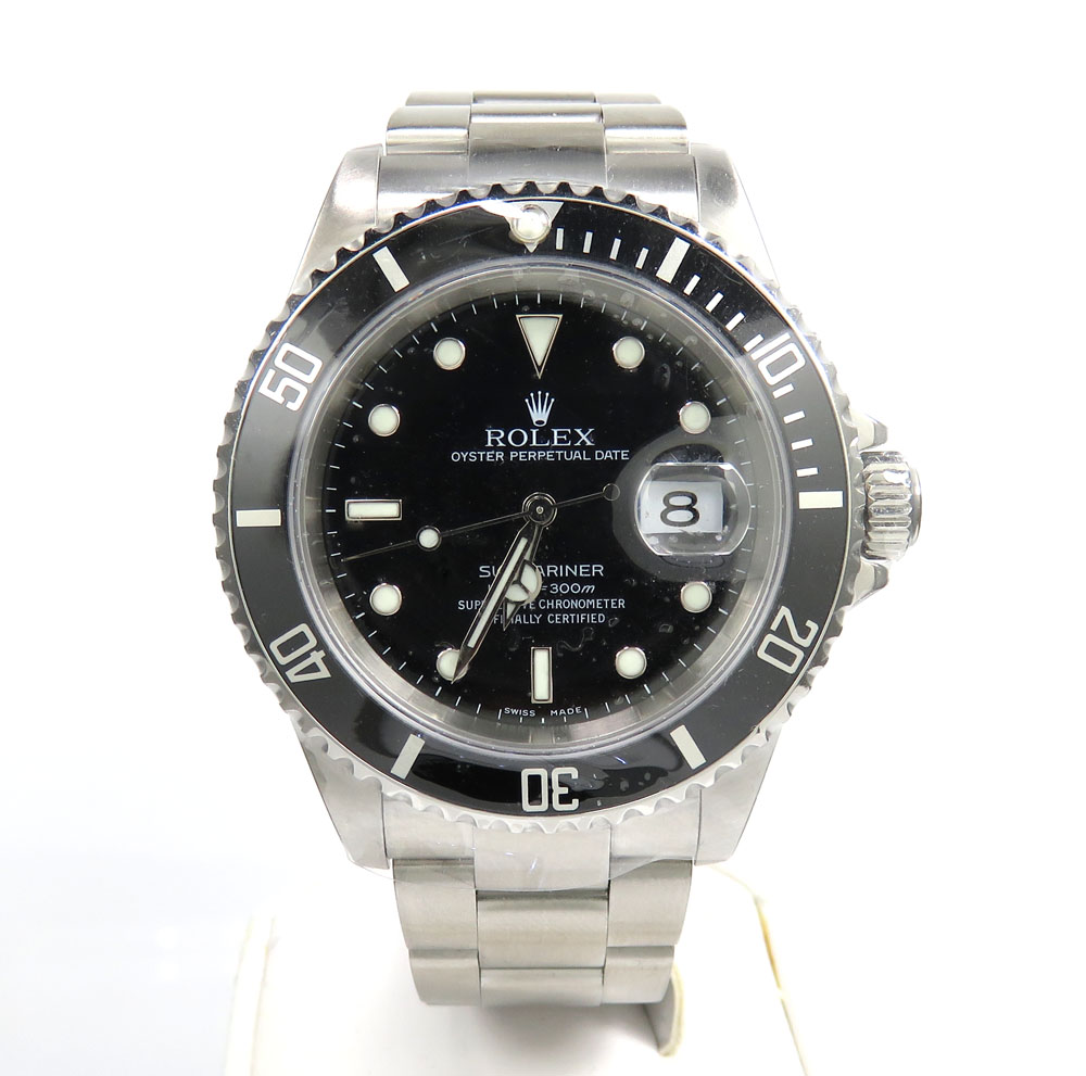 Rolex submariner date black dial 40mm steel watch ref. 16610