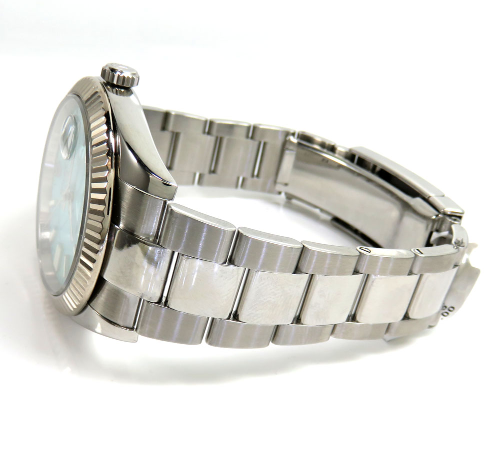 Rolex stainless steel datejust 41mm fluted turquoise dial ref. 126334