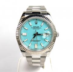 Rolex stainless steel datejust 41mm fluted turquoise dial ref. 126334