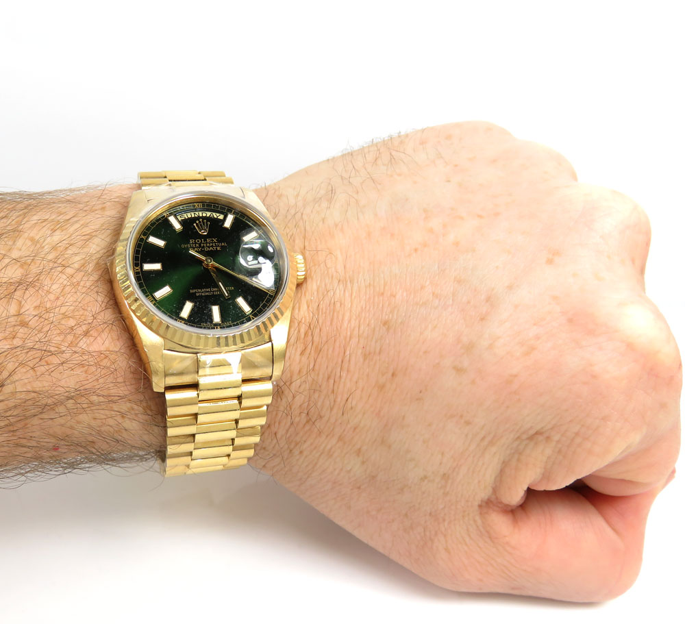 Rolex day date 18k yellow gold 36mm green dial ref.18238