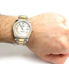 Rolex datejust yellow gold and stainless steel custom diamond bezel and dial 2.00ct ref. 126233