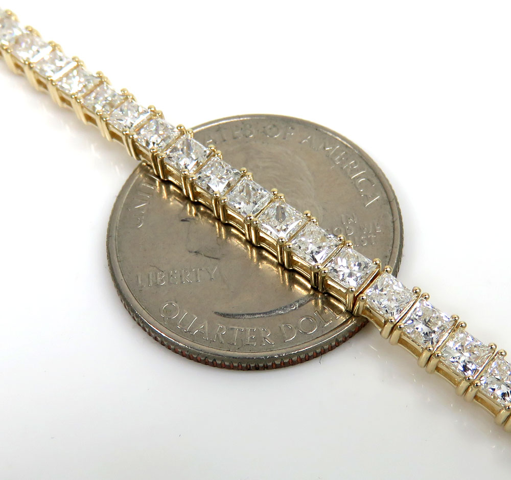 14k gold 15 pointer vs princess lab diamond tennis bracelet 7 inch 6ct - Image 2