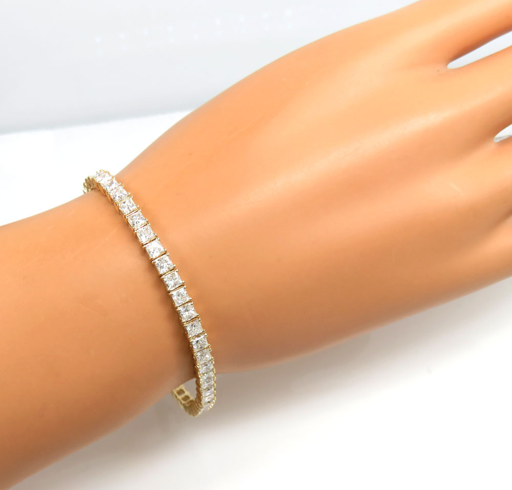 14k gold 15 pointer vs princess lab diamond tennis bracelet 7 inch 6ct