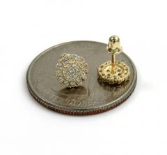 14k yellow gold cz snow cap 7mm earrings 0.60ct