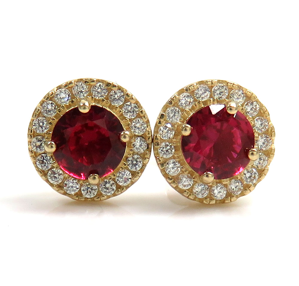 14k yellow gold 7.50mm cz cluster earrings 0.80ct