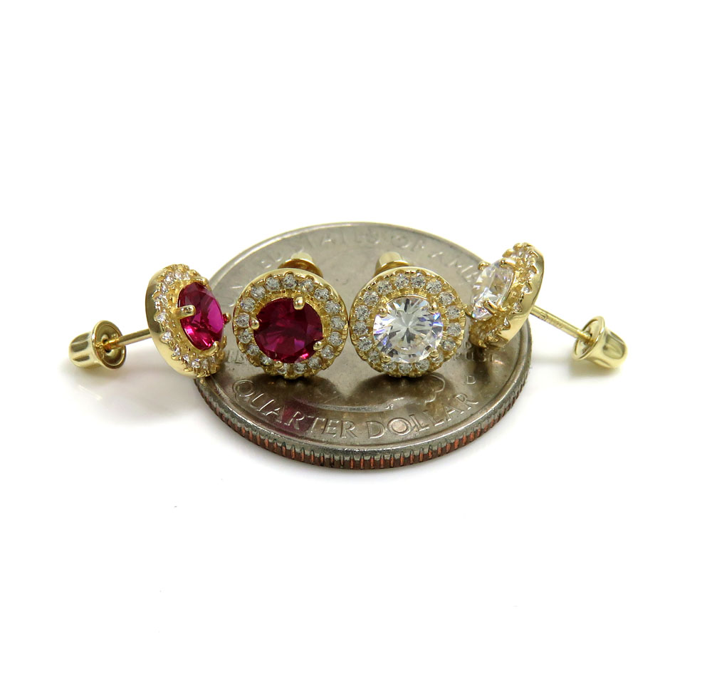 14k yellow gold 7.50mm cz cluster earrings 0.80ct - Image 4