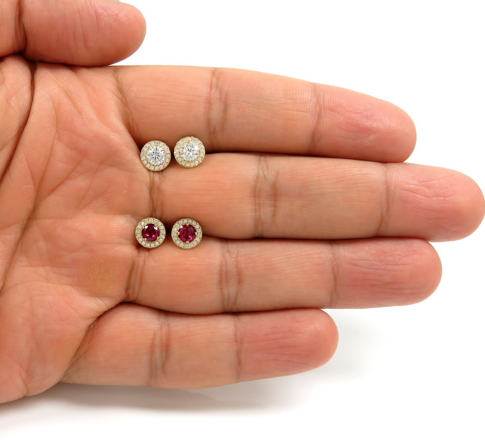 14k yellow gold 7.50mm cz cluster earrings 0.80ct - Image 5