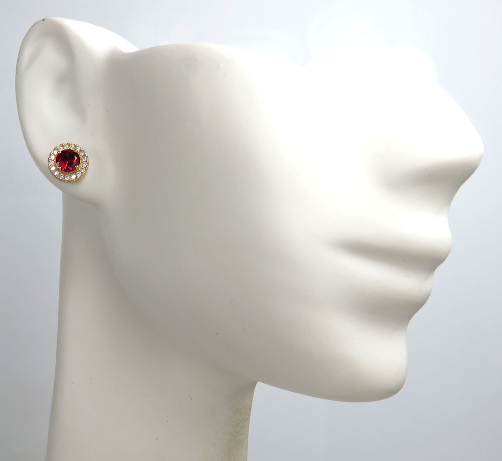 14k yellow gold 7.50mm cz cluster earrings 0.80ct - Image 6