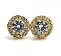 14k yellow gold 7.50mm cz cluster earrings 0.80ct