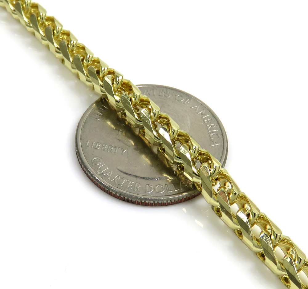 14k yellow gold solid diamond cut franco chain 20-24