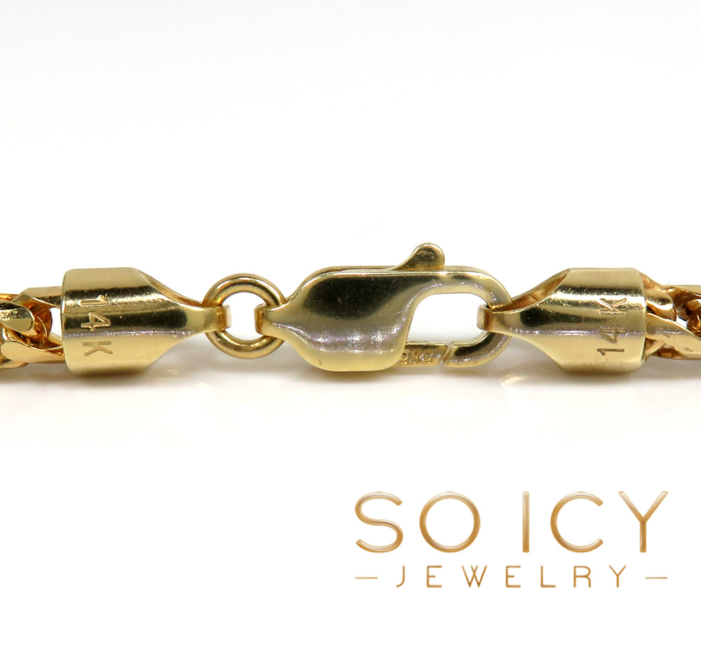 14k yellow gold solid diamond cut franco chain 20-24