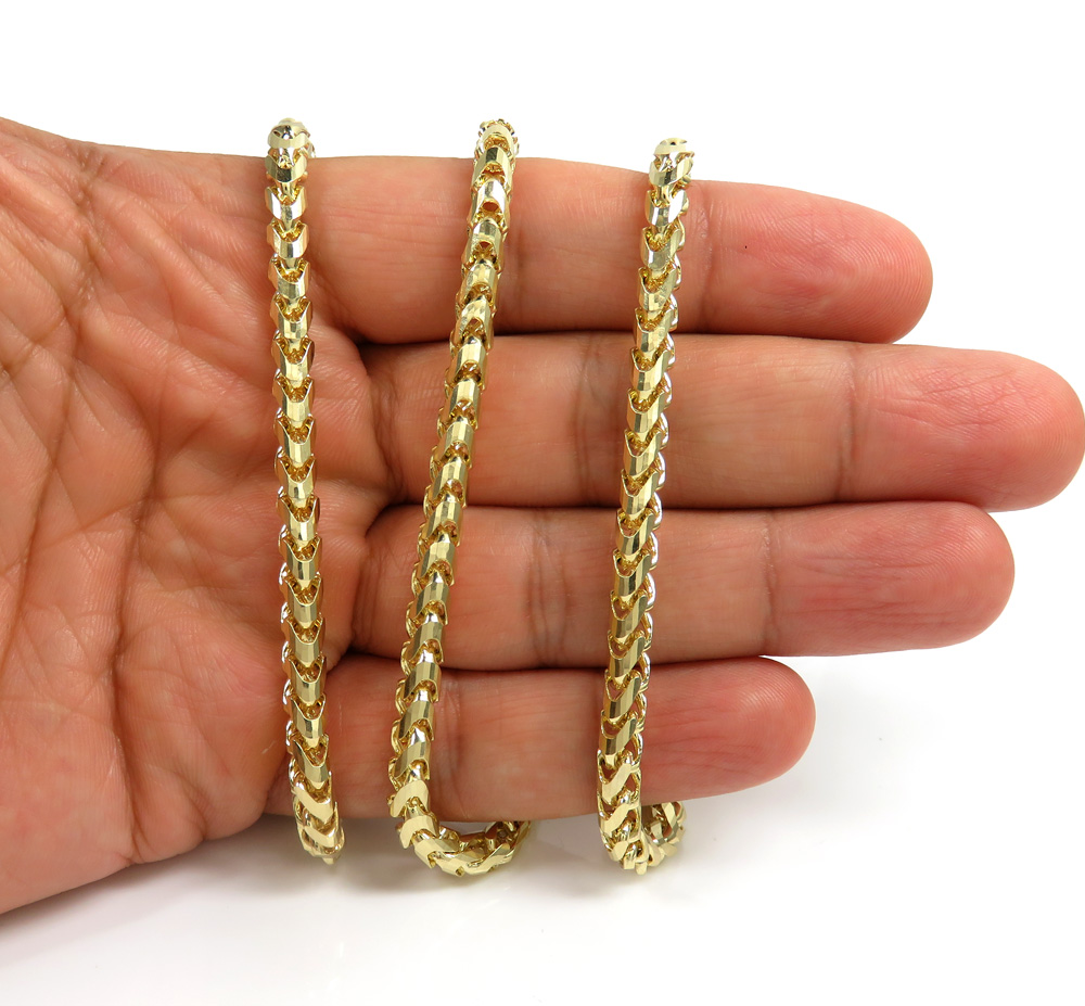 14k yellow gold solid diamond cut franco chain 20-24
