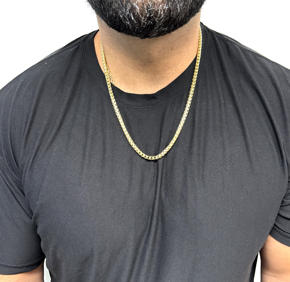 14k yellow gold solid diamond cut franco chain 20-24