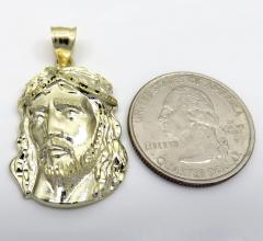 14k yellow gold side face jesus pendant medium size