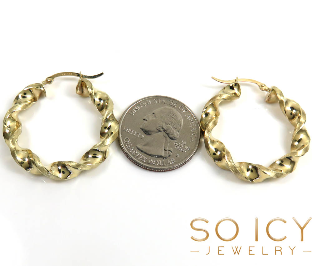 10k gold twisted thick hoop earrings 5mm - Image 4
