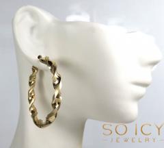 10k gold twisted thick large hoop earrings 3mm