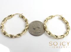 10k gold twisted thick large hoop earrings 3mm