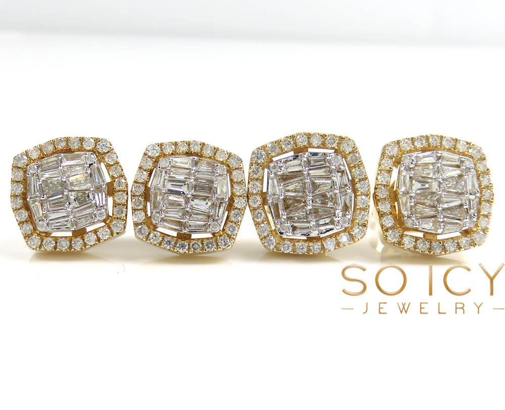 10mm or 12mm baguette diamond square earrings 0.75ct- 1.02ct - Image 2