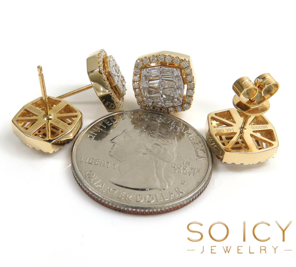 10mm or 12mm baguette diamond square earrings 0.75ct- 1.02ct - Image 3