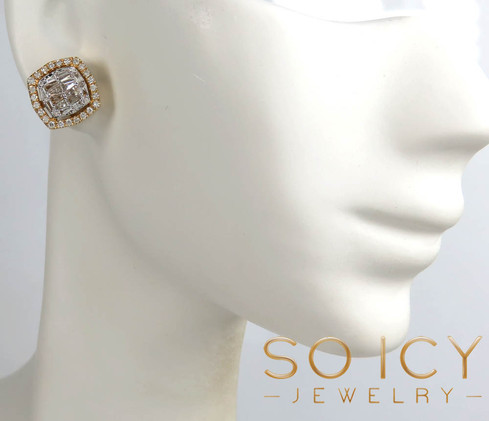 10mm or 12mm baguette diamond square earrings 0.75ct- 1.02ct - Image 5