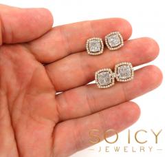 10mm or 12mm baguette diamond square earrings 0.75ct- 1.02ct