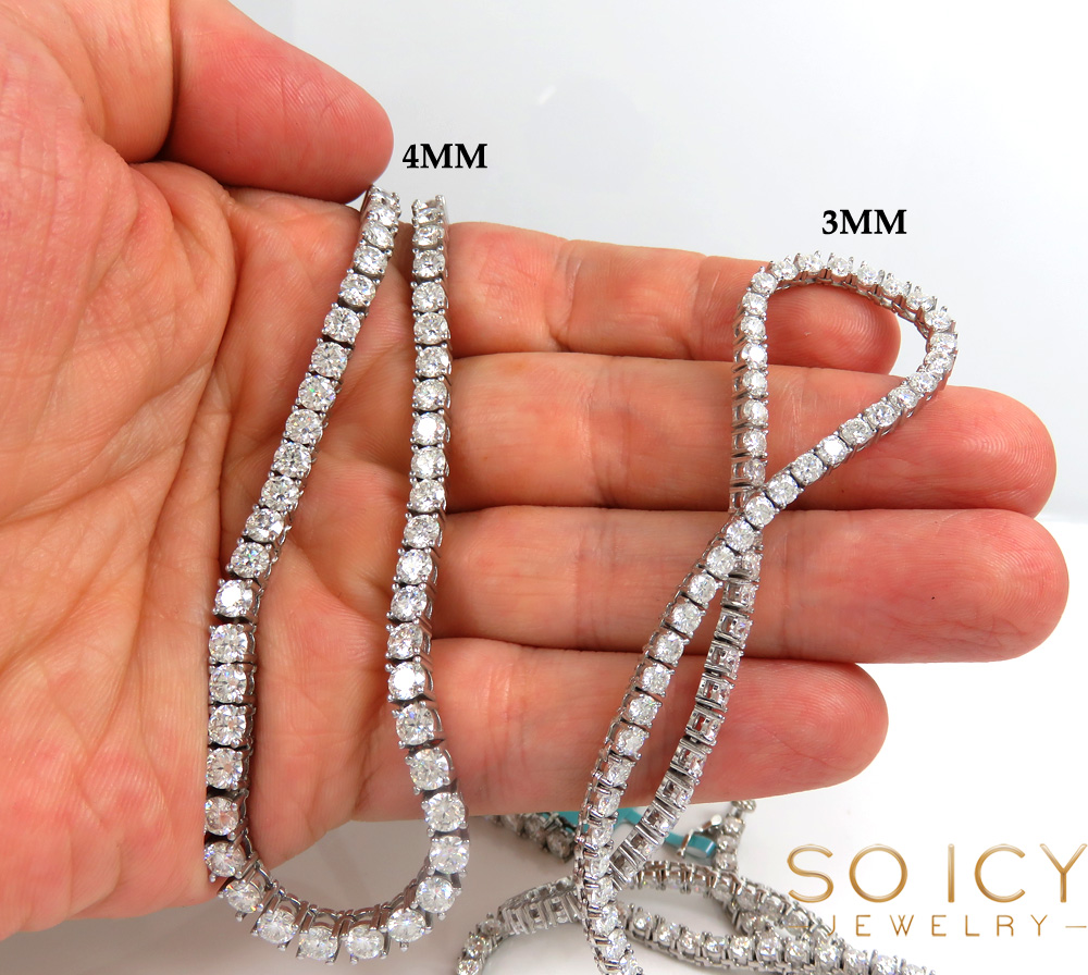 Silver 3mm or 4mm 925 moissanite tennis chain 18-30