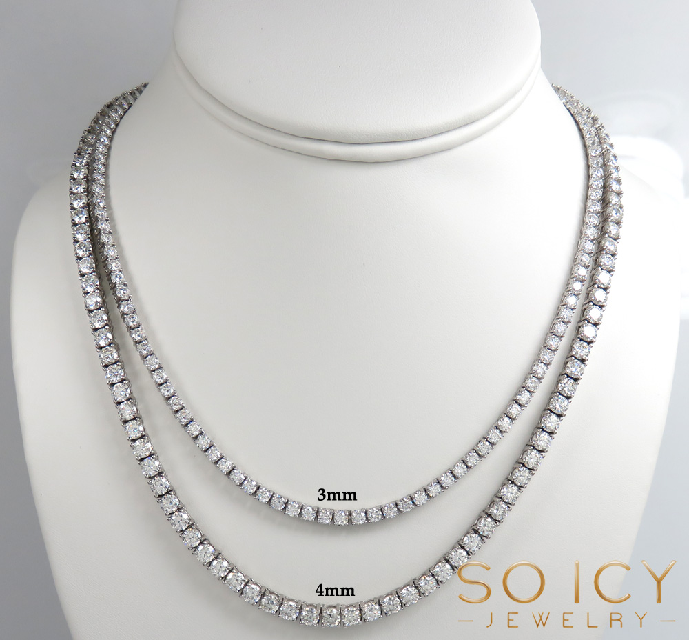 Silver 3mm or 4mm 925 moissanite tennis chain 18-30