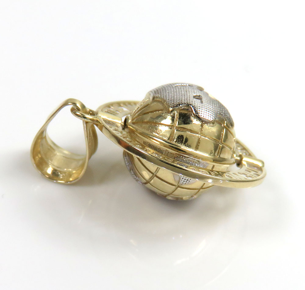 10k yellow gold super mini spinning world is yours pendant  - Image 2