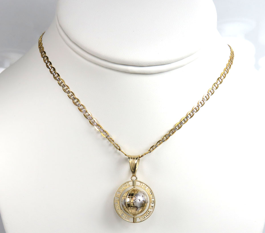 10k yellow gold super mini spinning world is yours pendant - Image 5