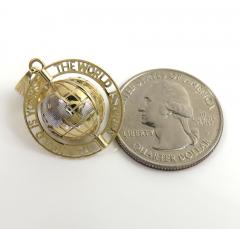 10k yellow gold super mini spinning world is yours pendant 