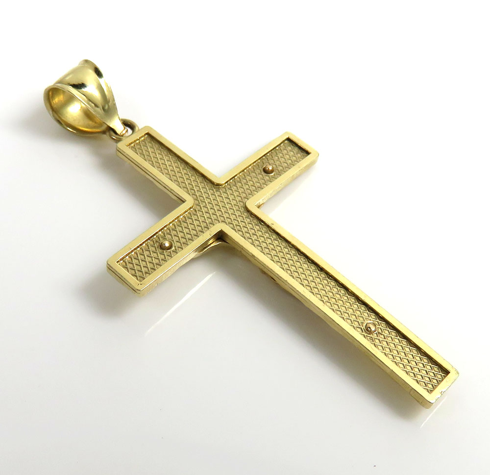 10k yellow gold diamond cut small- medium jesus cross - Image 3